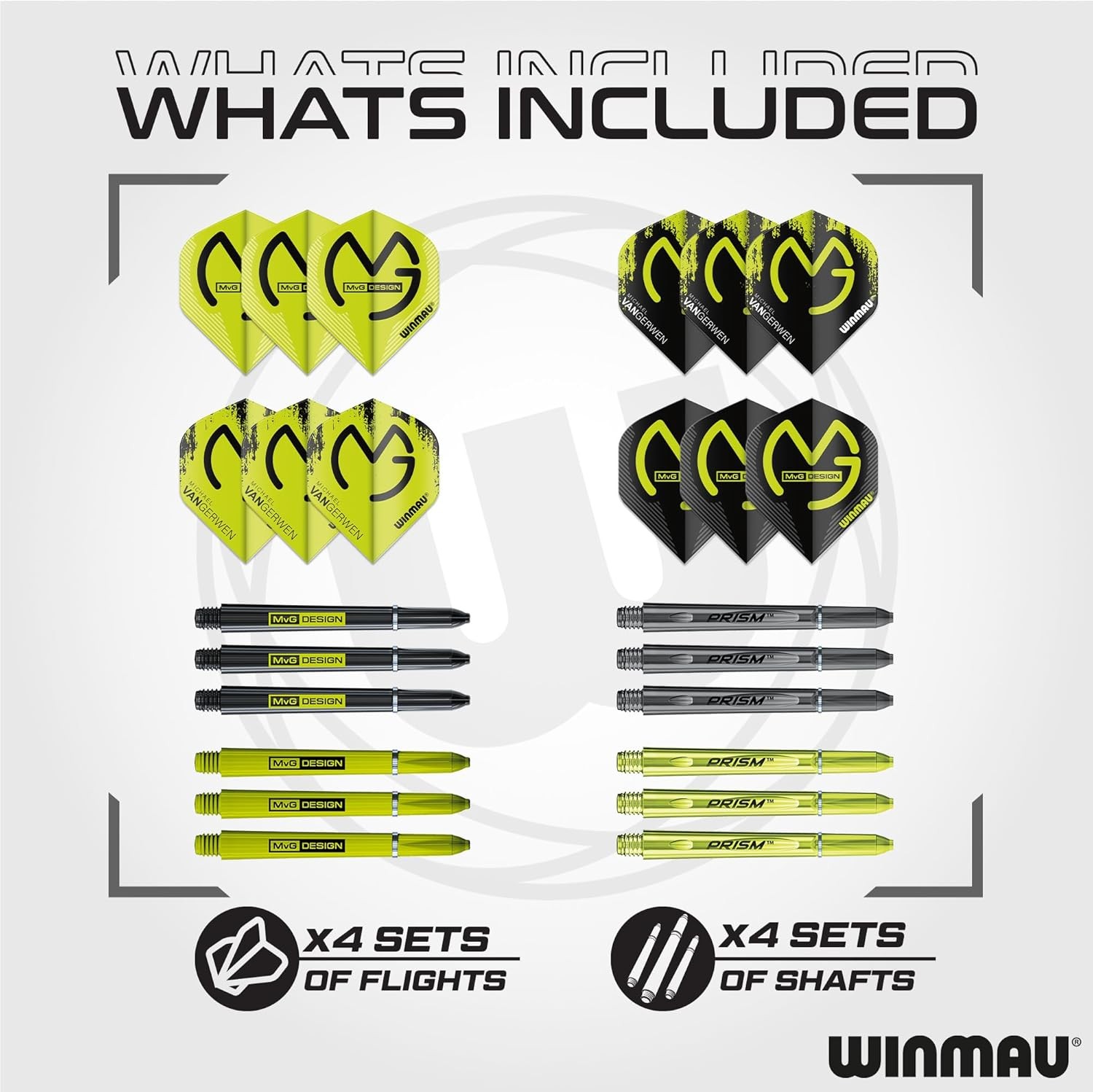 Winmau Michael Van Gerwen MvG 50 Piece Gift Set, 18g Soft Tip or 20g Steel Tip