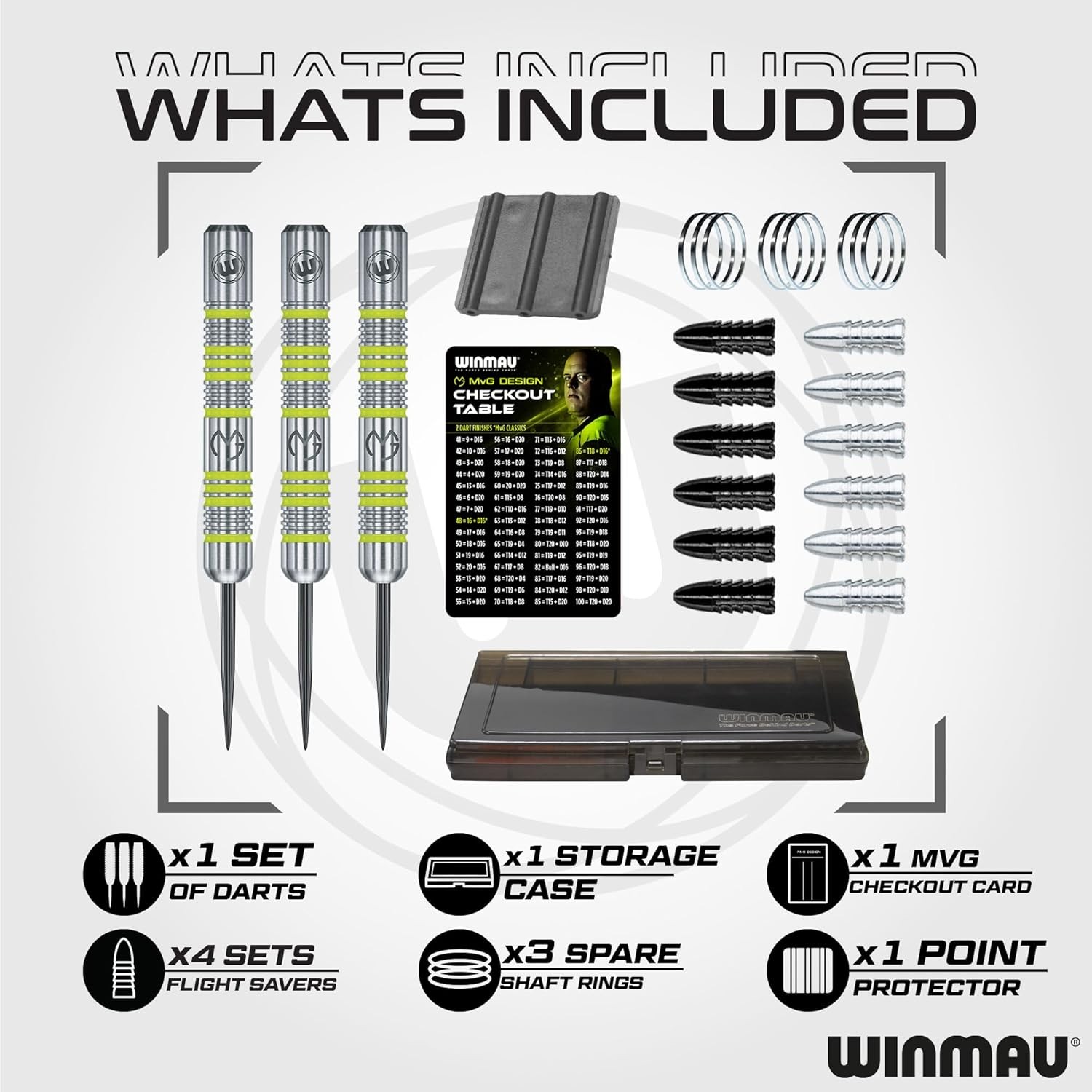 Winmau Michael Van Gerwen MvG 50 Piece Gift Set, 18g Soft Tip or 20g Steel Tip
