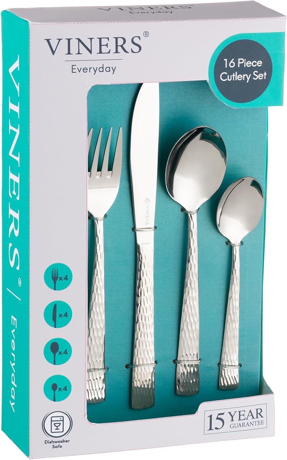 Viners Everyday Glisten 16 Piece 18/0 Stainless Steel Cutlery Set, Serves 4