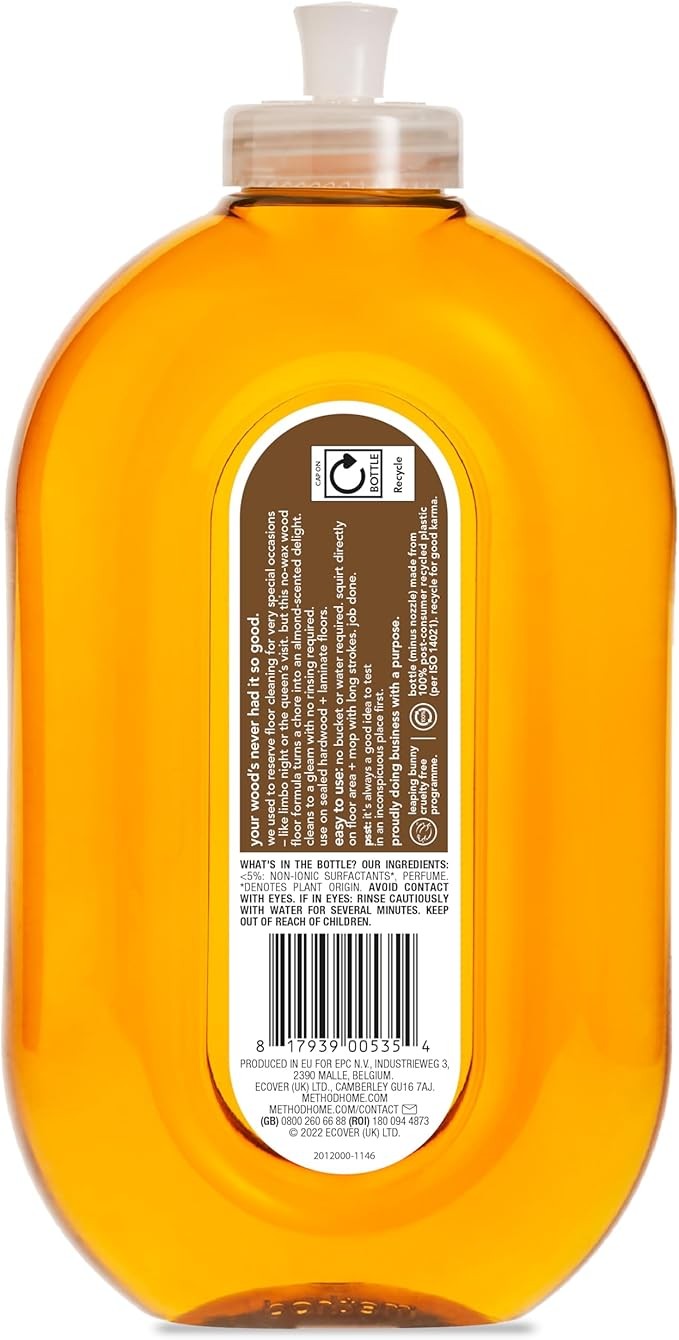 Method Wood Floor Cleaner, Moisturising Oil, Surface Spray, Almond Natural Scent, 739 ml, Pack of 1