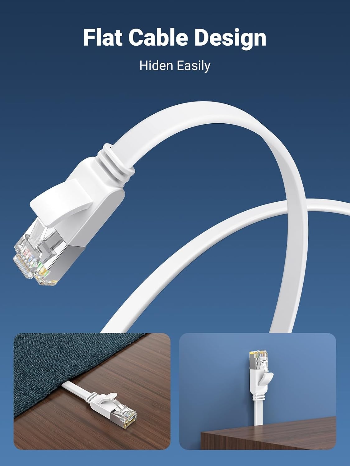 UGREEN Cat 6 Ethernet Cable 10M, Flat 1Gbps Pure Copper RJ45