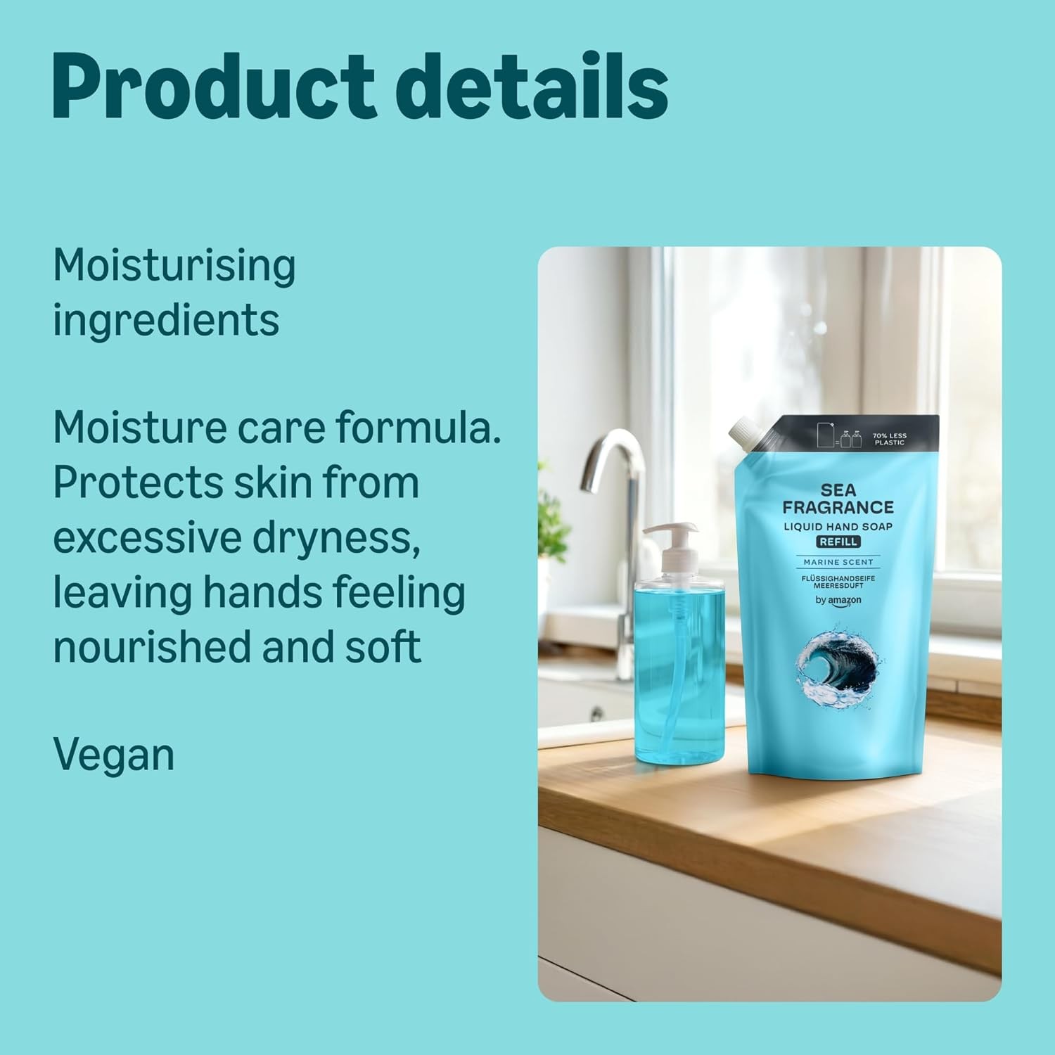 by Amazon Sea Fragrance Hand Soap Refill, 2 x 1000ml