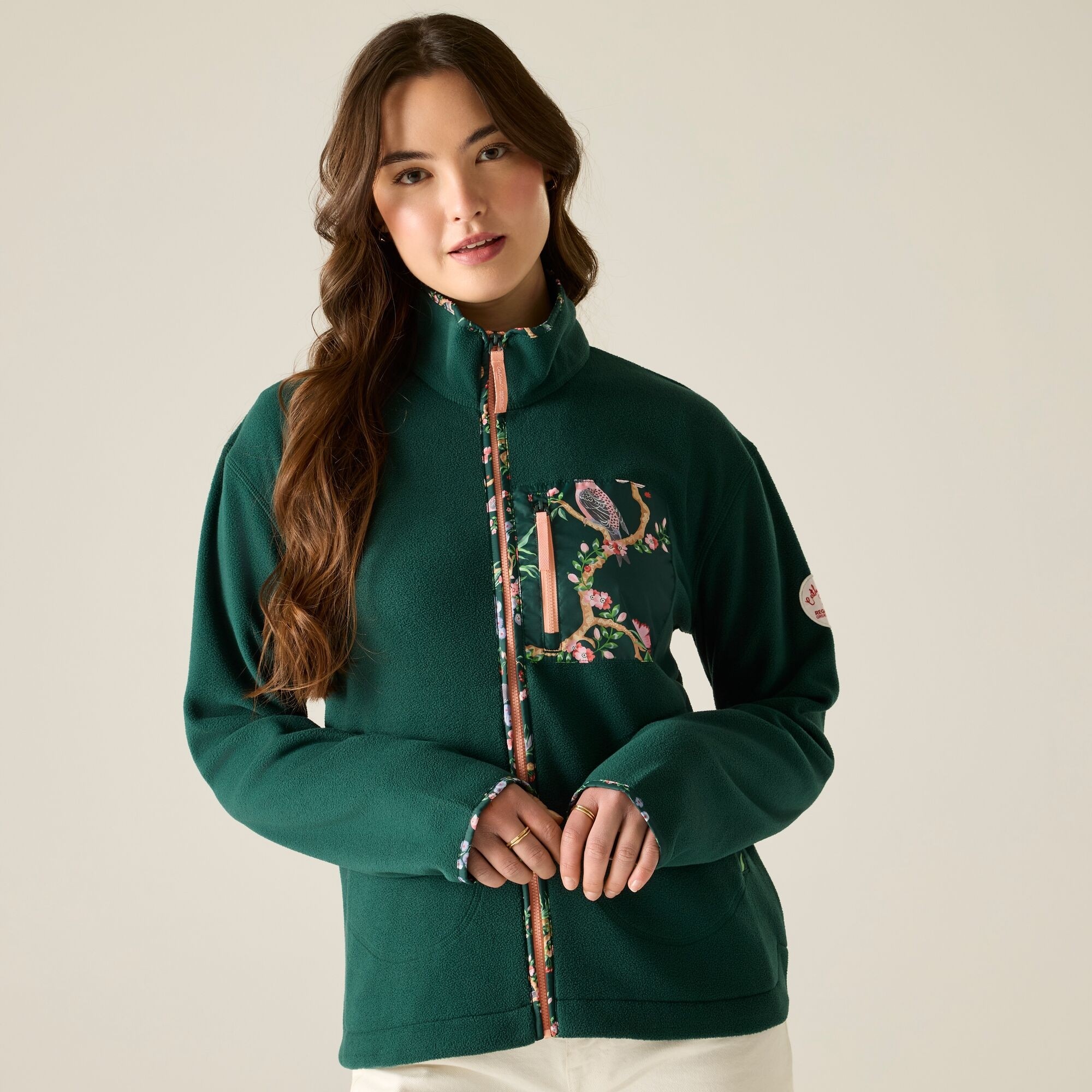 Cath Kidston Full Zip Fleece, Deep Pine