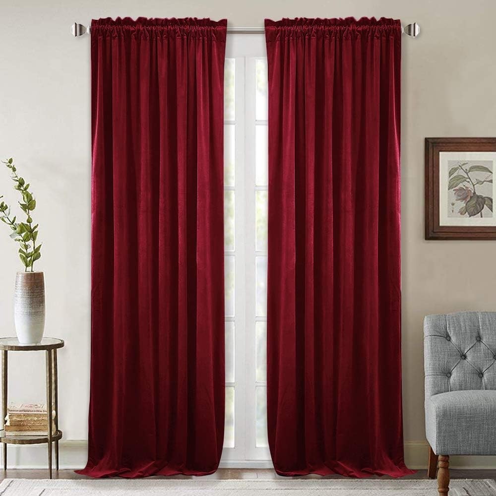 StangH Red Velvet Blackout Curtains, W52 x L84 Inches, 2 Panels