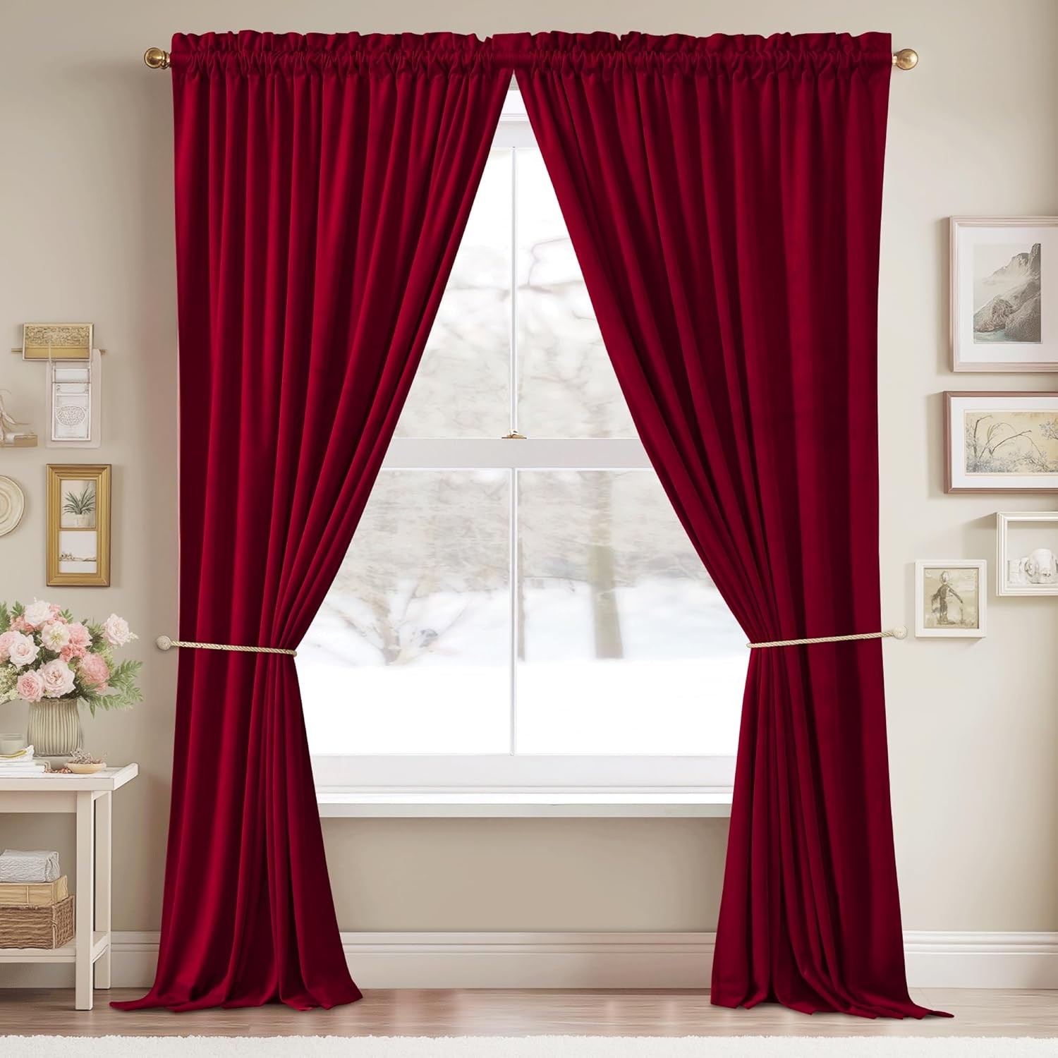 StangH Red Velvet Blackout Curtains, W52 x L84 Inches, 2 Panels