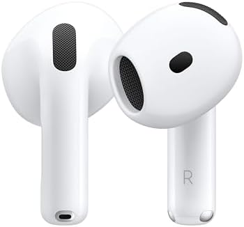 Apple AirPods 4 Wireless Earbuds, Bluetooth Headphones, Personalised Spatial Audio, Sweat and Water Resistant, USB-C Charging Case, H2 Chip, Up to 24 Hours of Battery Life, Effortless Setup for iPhone