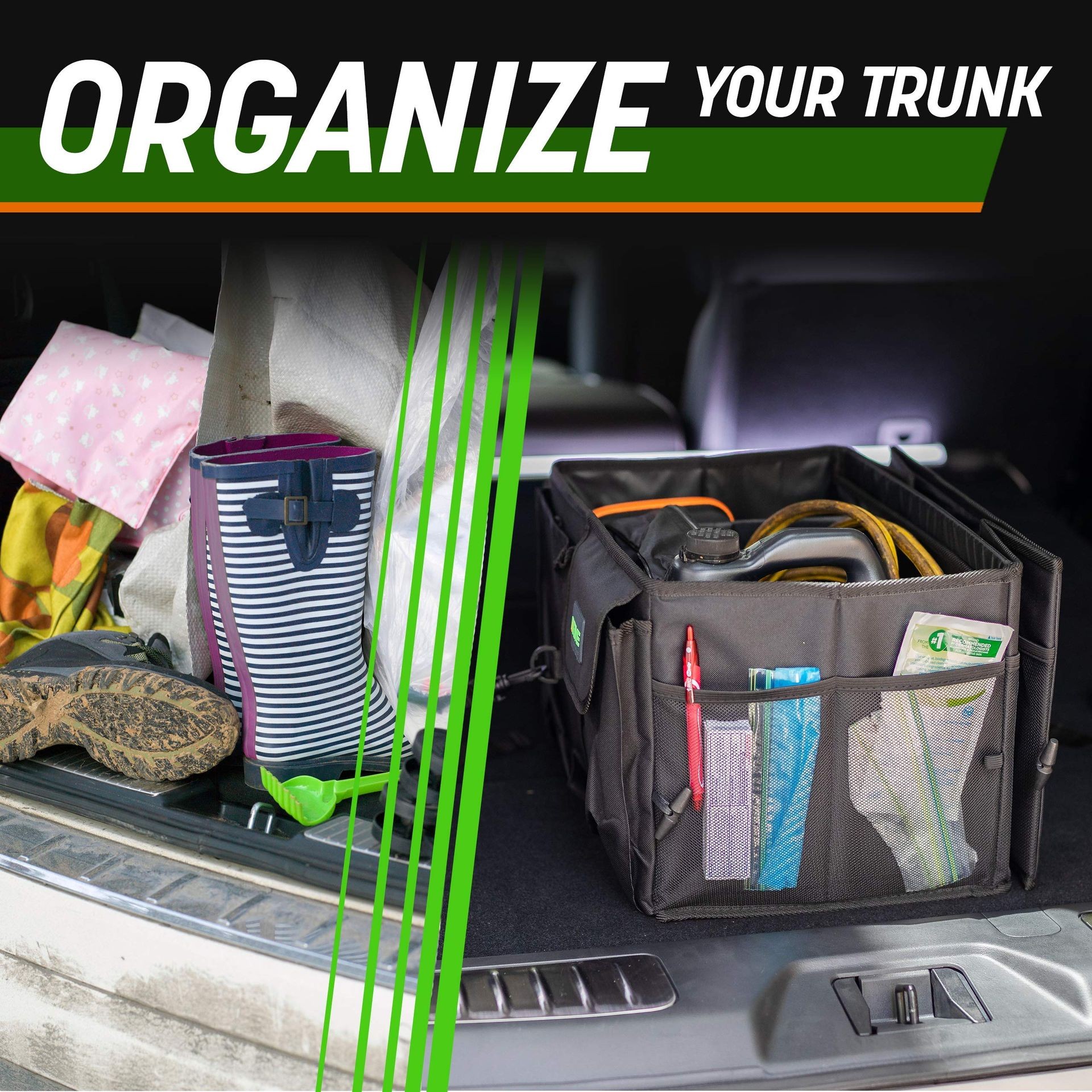 Robust Car Boot Organiser, Collapsible, Multi-Compartment Storage