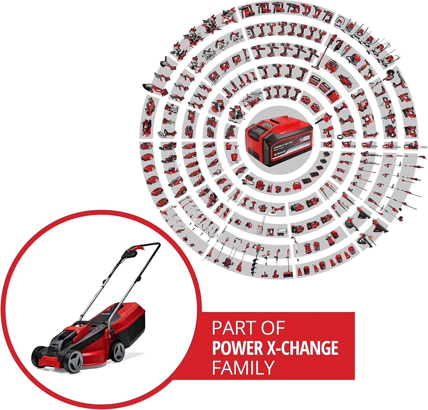 Einhell GE-CM 18/30 Li 18V Cordless Brushless Lawnmower with Battery and Charger, 30cm