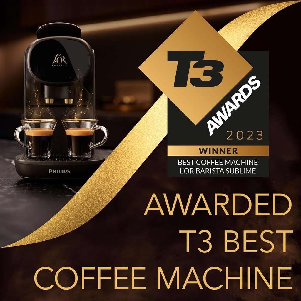 Philips L'OR Barista Sublime coffee machine, double shot, black, with £20 coffee voucher
