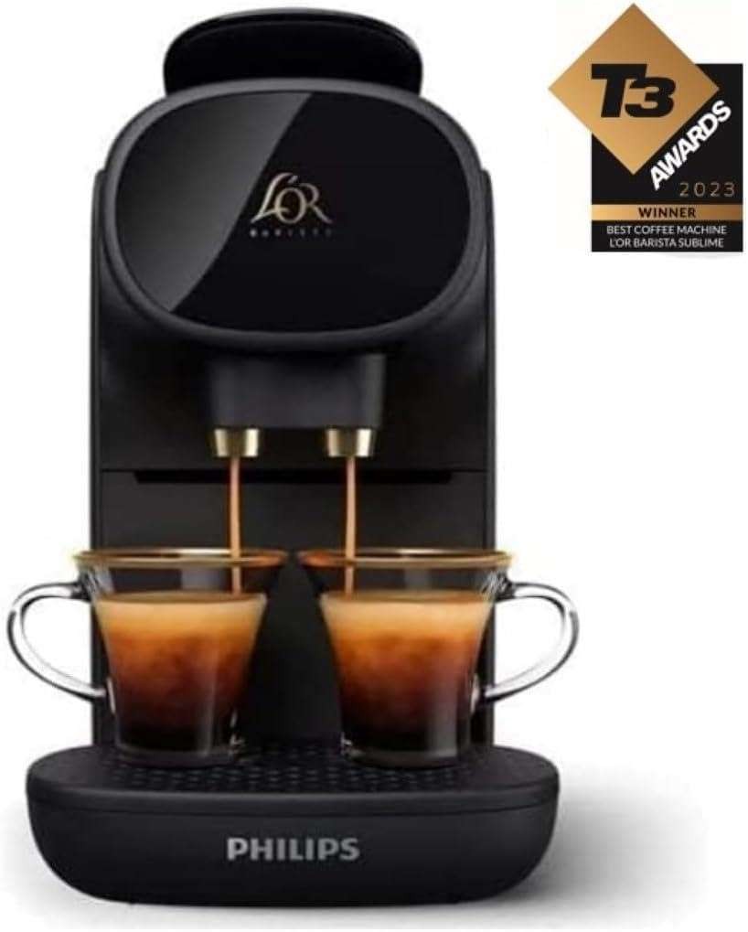 Philips L'OR Barista Sublime coffee machine, double shot, black, with £20 coffee voucher