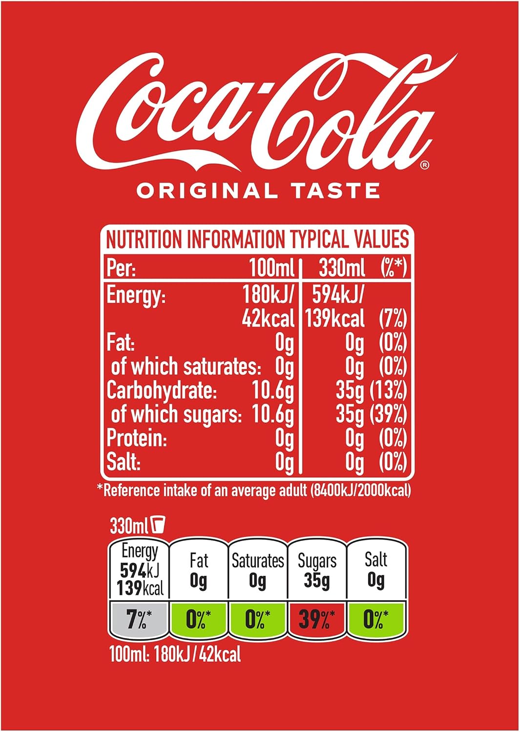 Coca-Cola Original Taste Soft Drink Cans, 24 x 330 mL