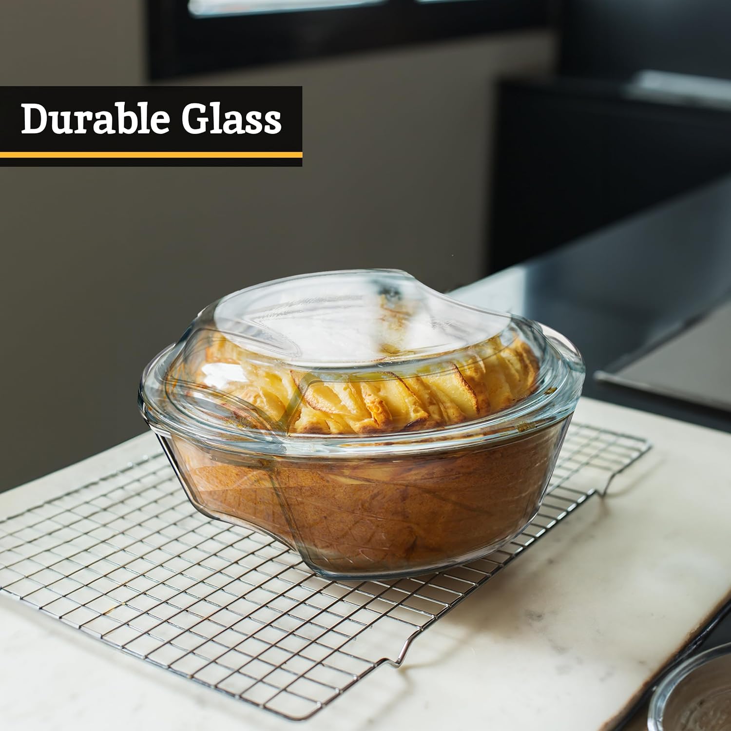 Casserole Dishes with Lids, Glass, Set of 3