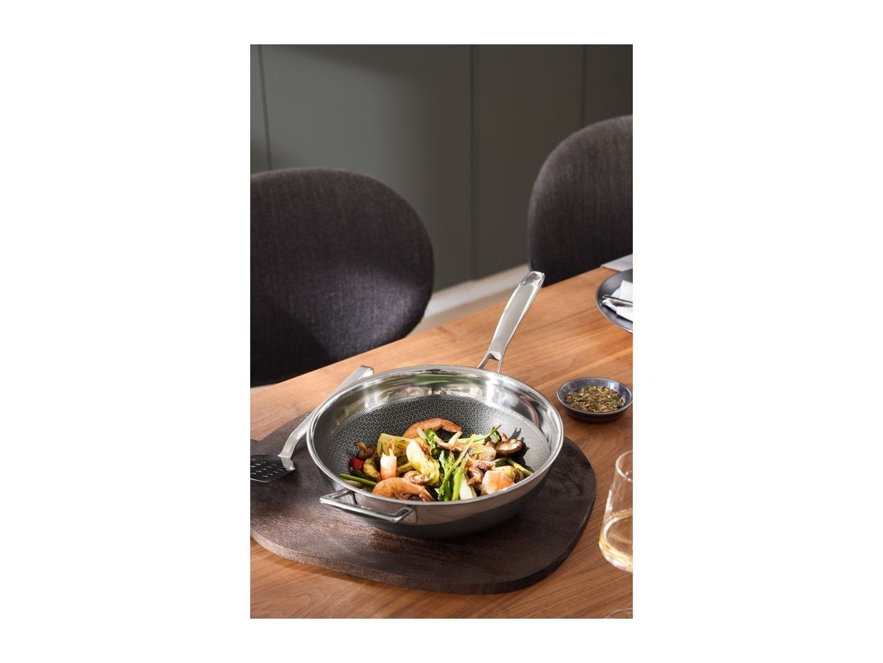SILVERCREST 28cm Honeycomb Stainless Steel Wok, Lidl