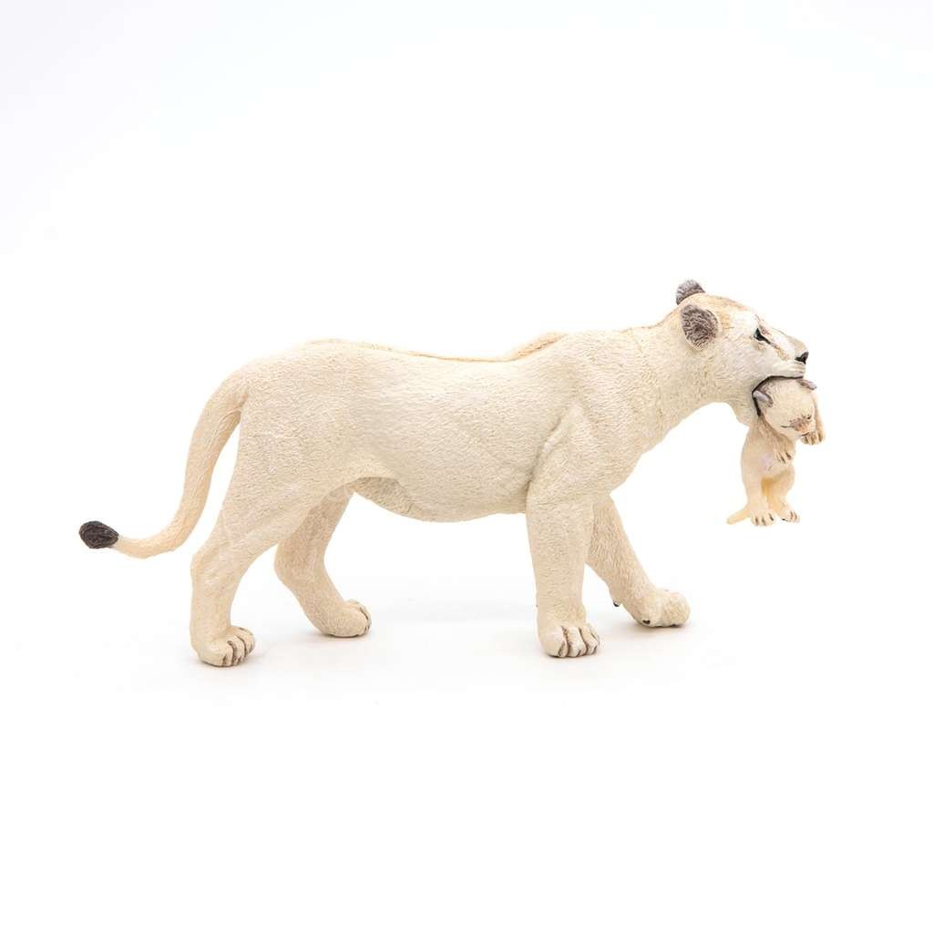 Papo white lioness with cub figure (looks realistic)