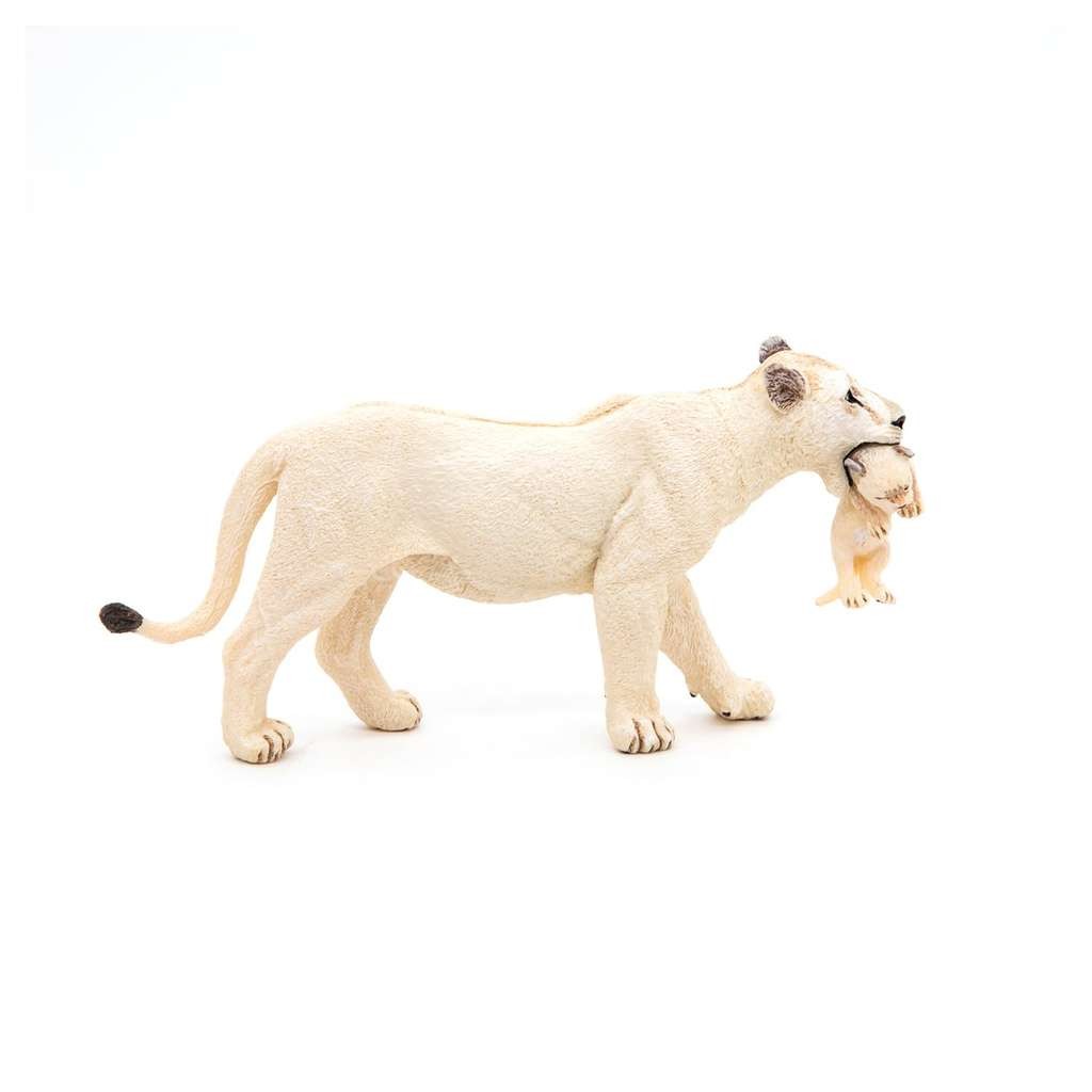 Papo white lioness with cub figure (looks realistic)