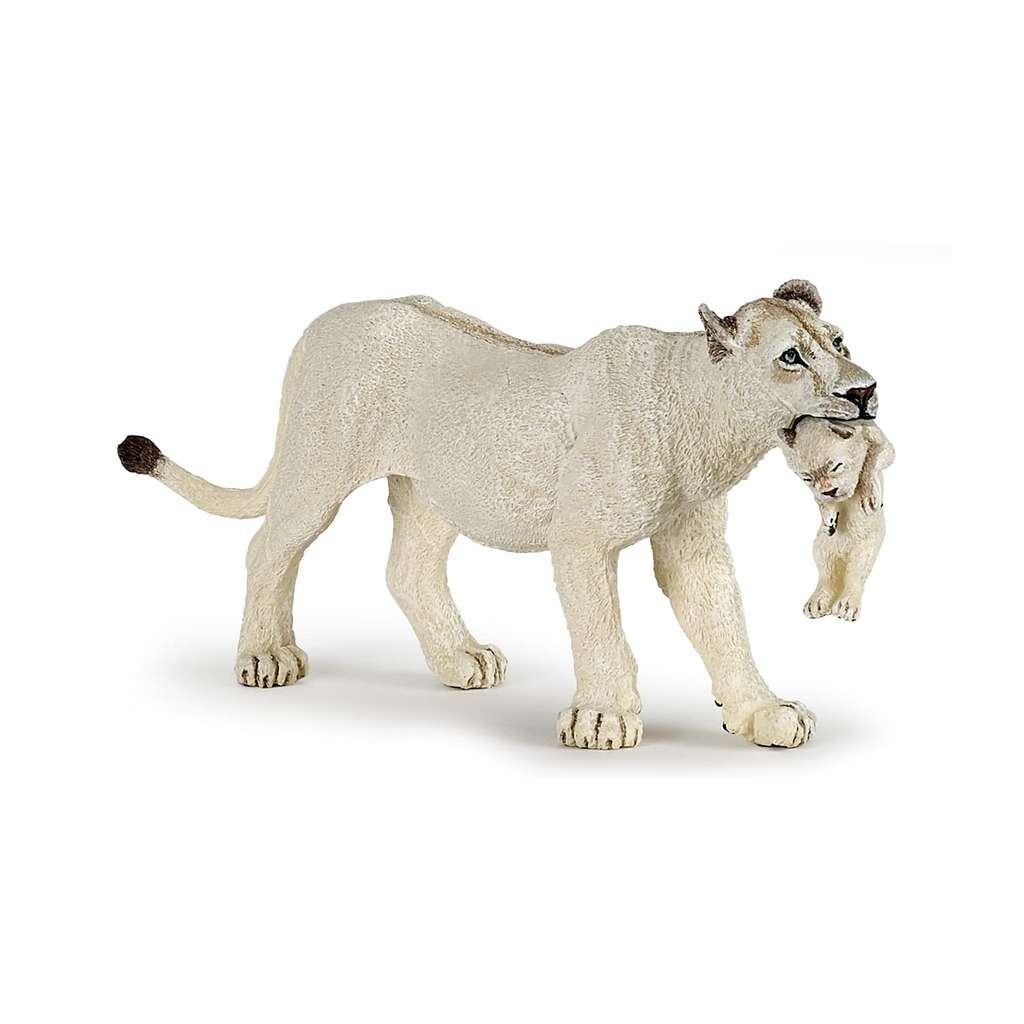 Papo white lioness with cub figure (looks realistic)