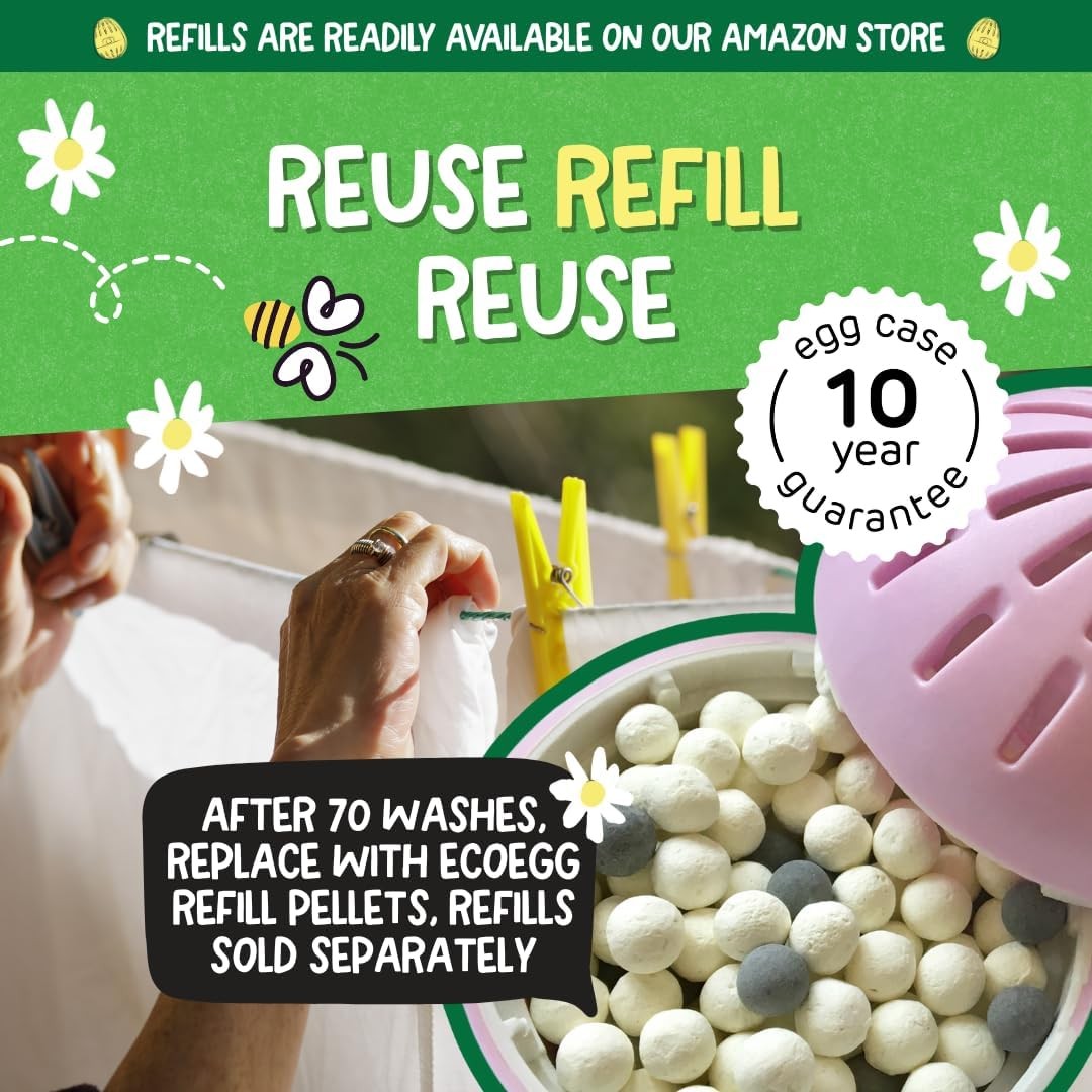 Ecoegg Laundry Egg, 70 Washes, Non-Bio, Spring Blossom, Refillable, Pack of 2