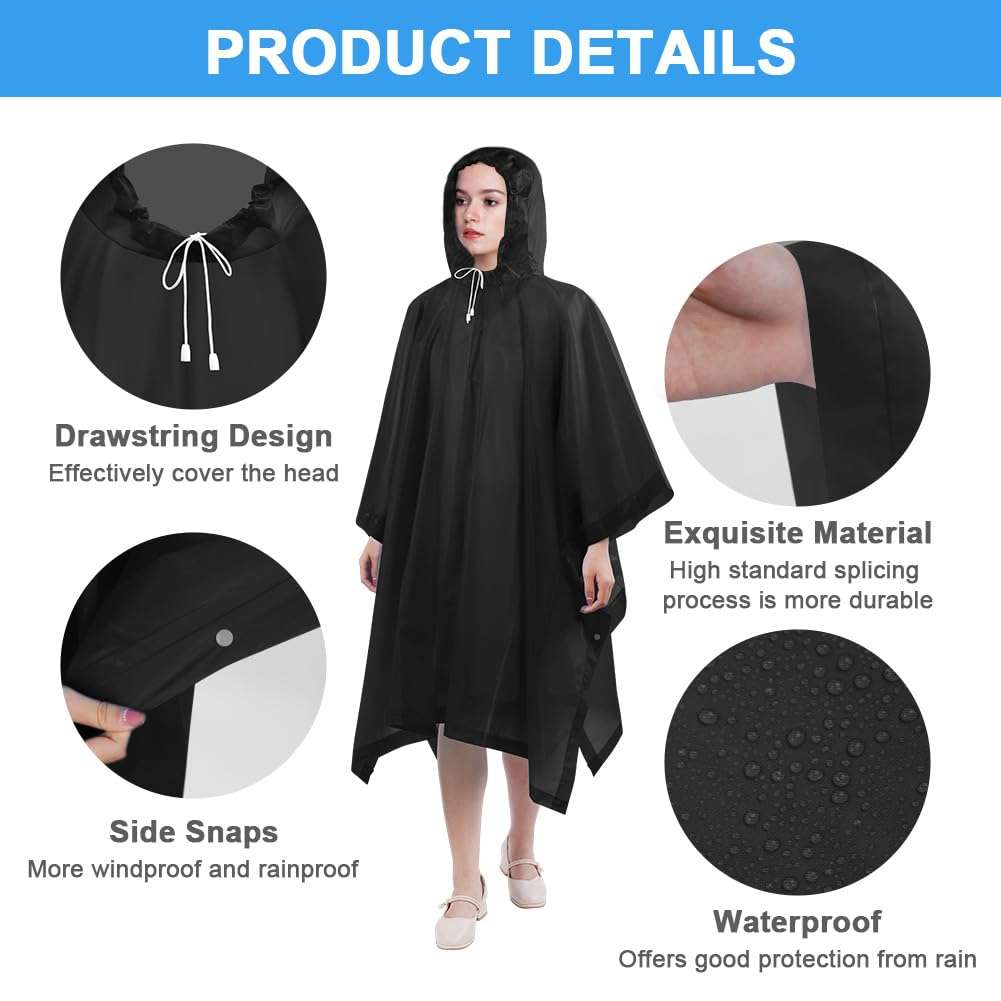 flintronic Reusable Adult Ponchos - 2 Pack