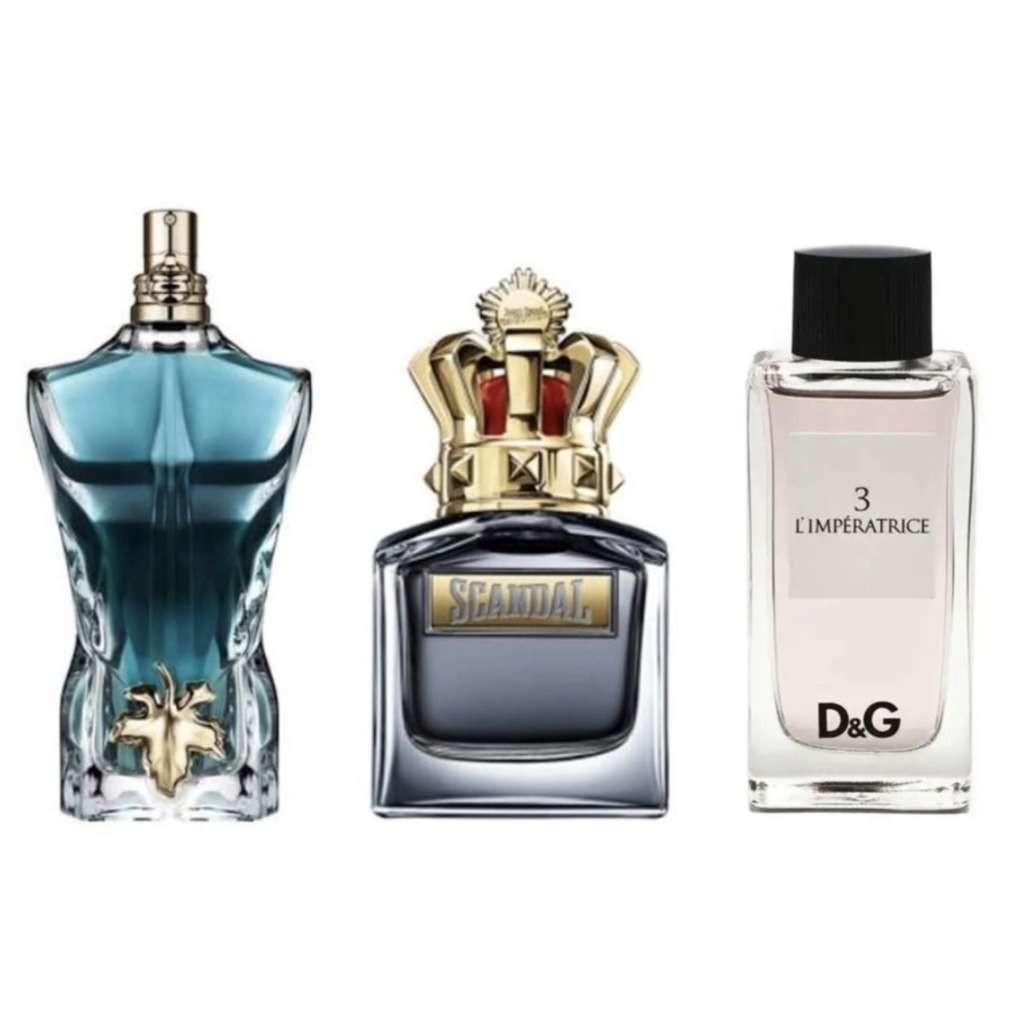 Testers: D&G L'Imperatrice 100ml, JPG Scandal Pour Homme 100ml £45, Le Beau 125ml £55