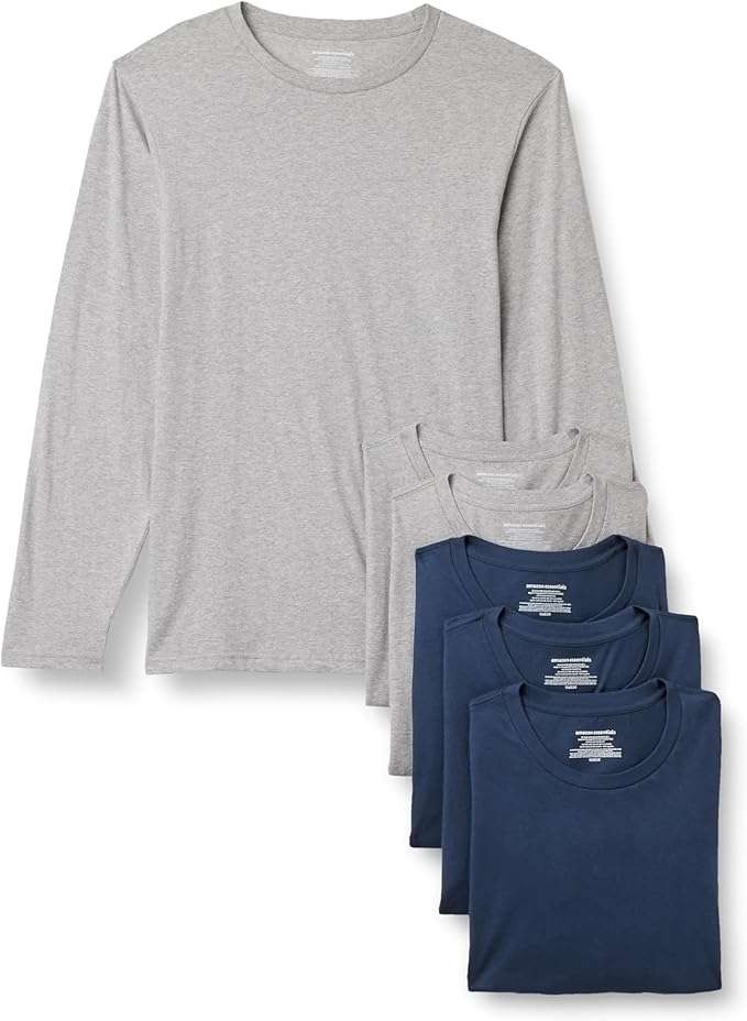 Amazon Essentials Men's Vests, Slim-Fit Cotton Crew Neck, Short and Long Sleeve Pack of 6 XL