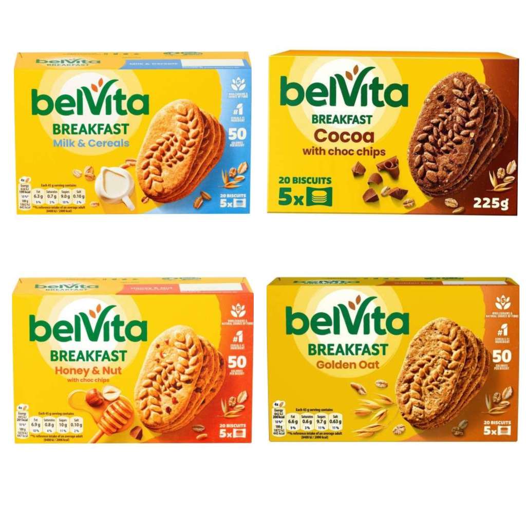 Belvita Breakfast Biscuits 5 Pack - Milk, Cocoa, Honey & Golden Oats