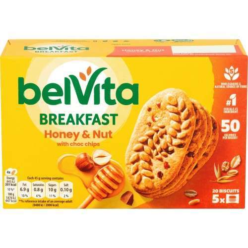 Belvita Breakfast Biscuits 5 Pack - Milk, Cocoa, Honey & Golden Oats