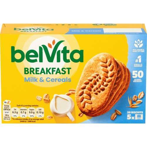 Belvita Breakfast Biscuits 5 Pack - Milk, Cocoa, Honey & Golden Oats