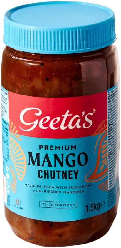 Geeta's Premium Mango Chutney 1.5Kg - Authentic Chutney Jar Tangy, Spicy, and Flavorful Indian Condiment Spread for Sandwiches, and Snacks – Gluten-Free, Vegan