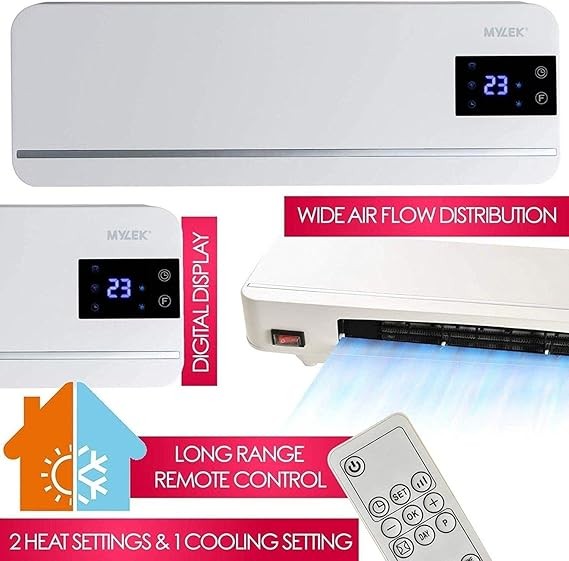 MYLEK Overdoor Heater 2KW Downflow Over Door Air Curtain Electric And Fan with Thermostat, LED Display, Timer & Remote Control, Lot20 Compliant (2000W)