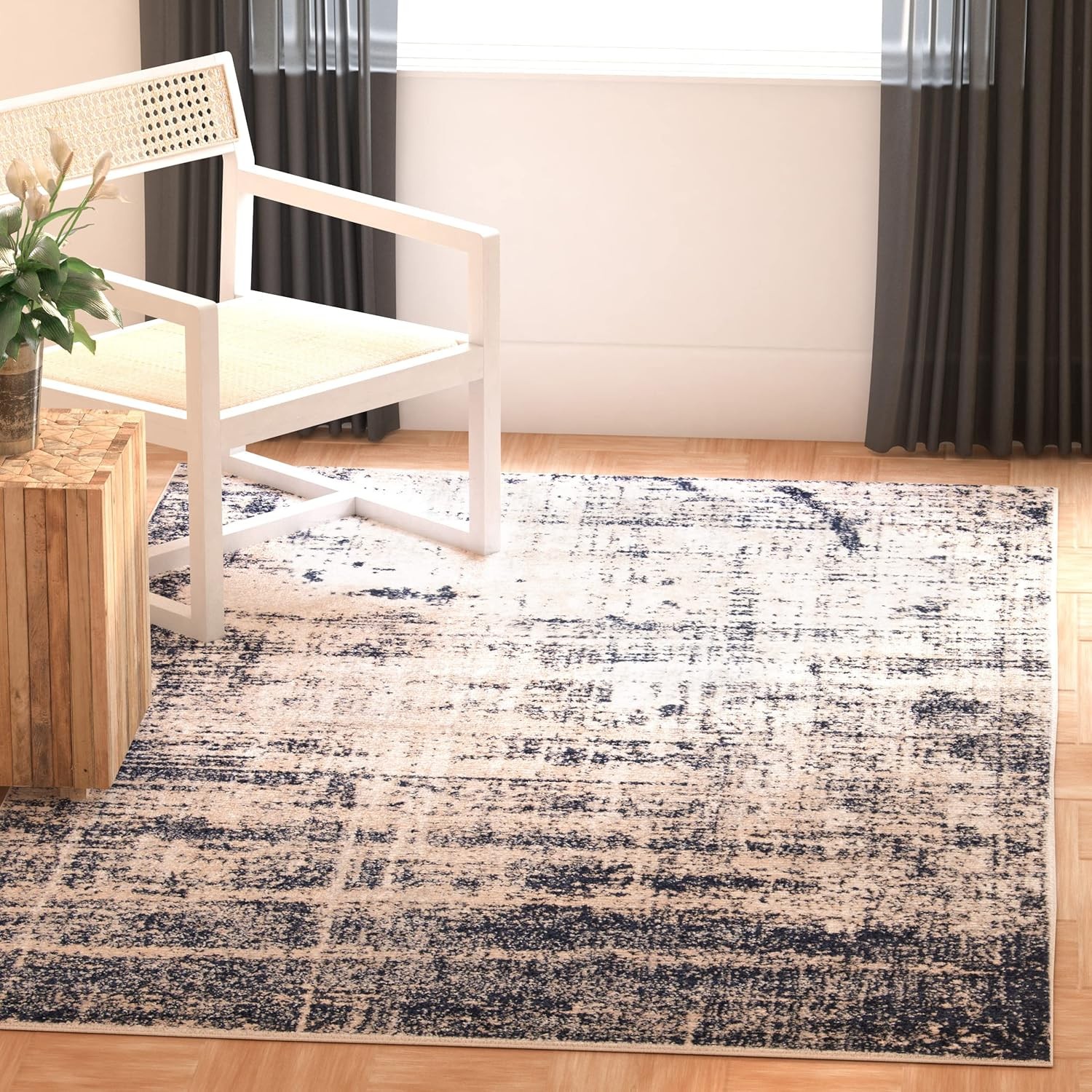 Safavieh Modern Abstract Indoor Woven Rectangle Area Rug, Adirondack Collection, ADR207, Gold / Navy, 91 X 152 cm
