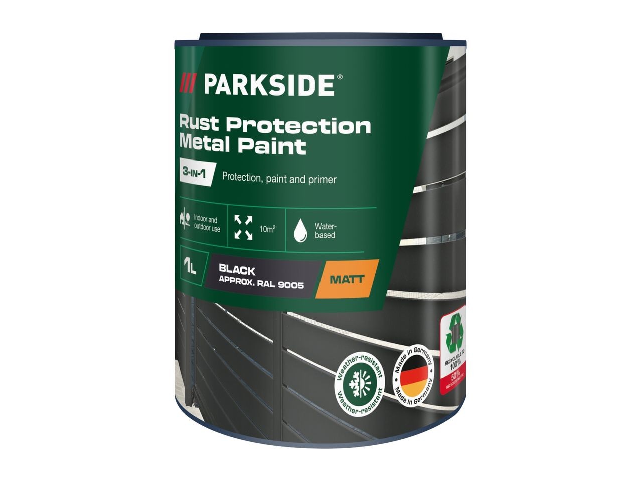 PARKSIDE 1L Rust Protection Metal Paint, Black