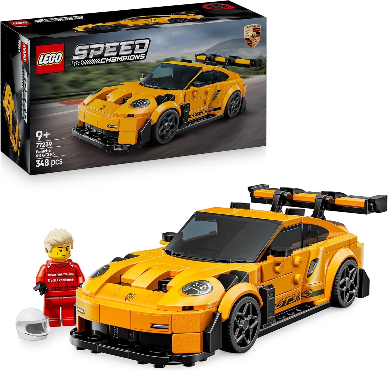 LEGO Speed Champions Porsche 911 GT3 RS Super Car Toy, Car Model Kit with a Driver Minifigure, 77239