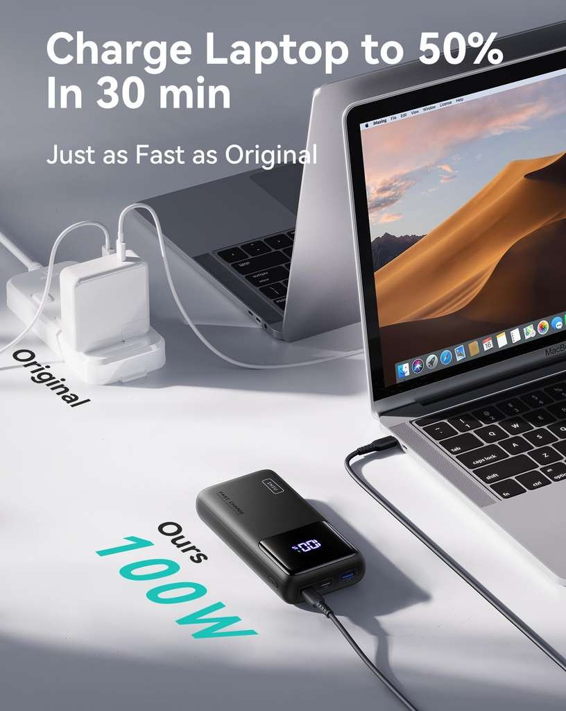 INIU Laptop Power Bank, Compact 25000mAh 100W 3-Output Fast Charging Battery Pack