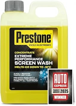 Prestone Screenwash Concentrate 2.5L, Winter, High Performance Cleaning, Streak Free Formula, Reduce Plastic
