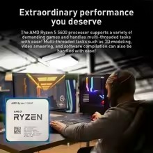 AMD Ryzen 5 5600 CPU, AMD R5 5600 Processor, 4.4GHz 6-Core 12-Thread 32MB Cache Socket AM4 Desktop PC Gaming CPU, AliExpress