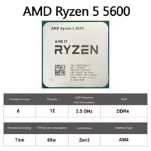 AMD Ryzen 5 5600 CPU, AMD R5 5600 Processor, 4.4GHz 6-Core 12-Thread 32MB Cache Socket AM4 Desktop PC Gaming CPU, AliExpress