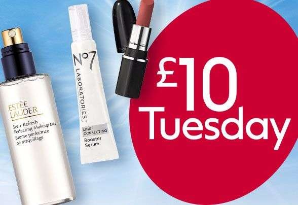 £10 Tuesday: Estee Lauder, Clinique, Mac, Roc, Bobbi Brown, Too Faced, Soap & Glory, Eucerin, Nip+Fab, Nivea, L'Oreal, No7, Oral B. £1.50 C&C