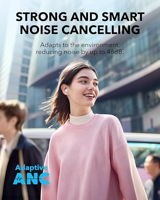 Soundcore A30i by Anker, Noise Cancelling Earbuds, Lipstick-Shaped Design, Tiny, Lightweight, Smart Noise Cancelling, Clear Sound, 24H Playtime, IP54, Wireless Earbuds (Blue)