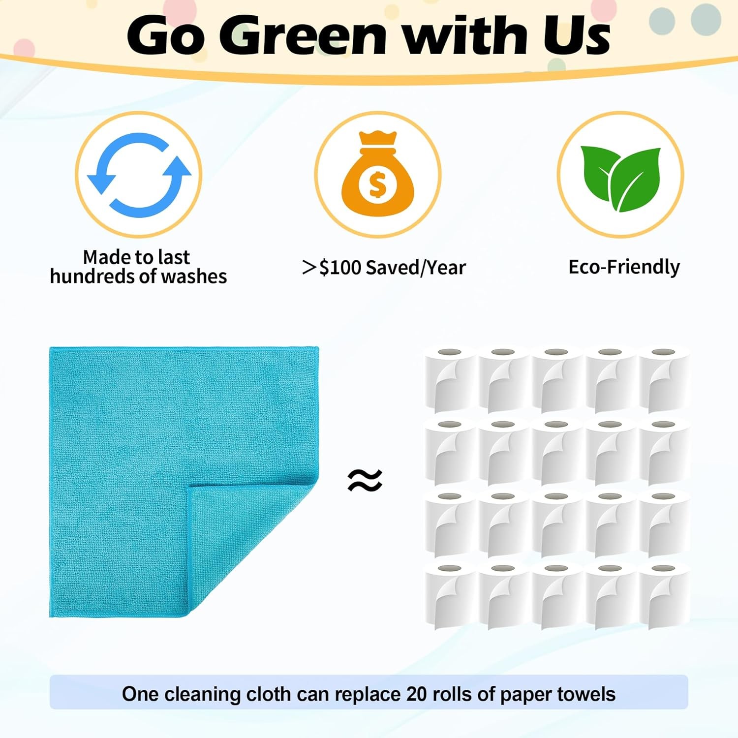 20 Pack Microfiber Cleaning Cloth, Lint-Free Car Wash Towels, 5 Colors