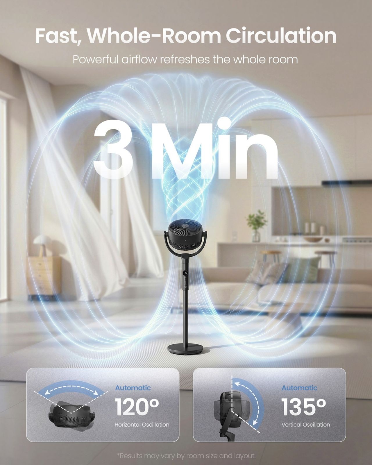 Songmics Quiet Pedestal Fan with Remote and Adjustable Height