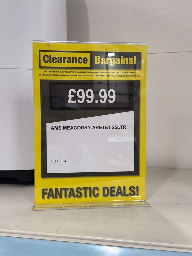 Meaco Dry Arete One 25 Litre Dehumidifier, Refurbished, Instore Clearance, Walsall