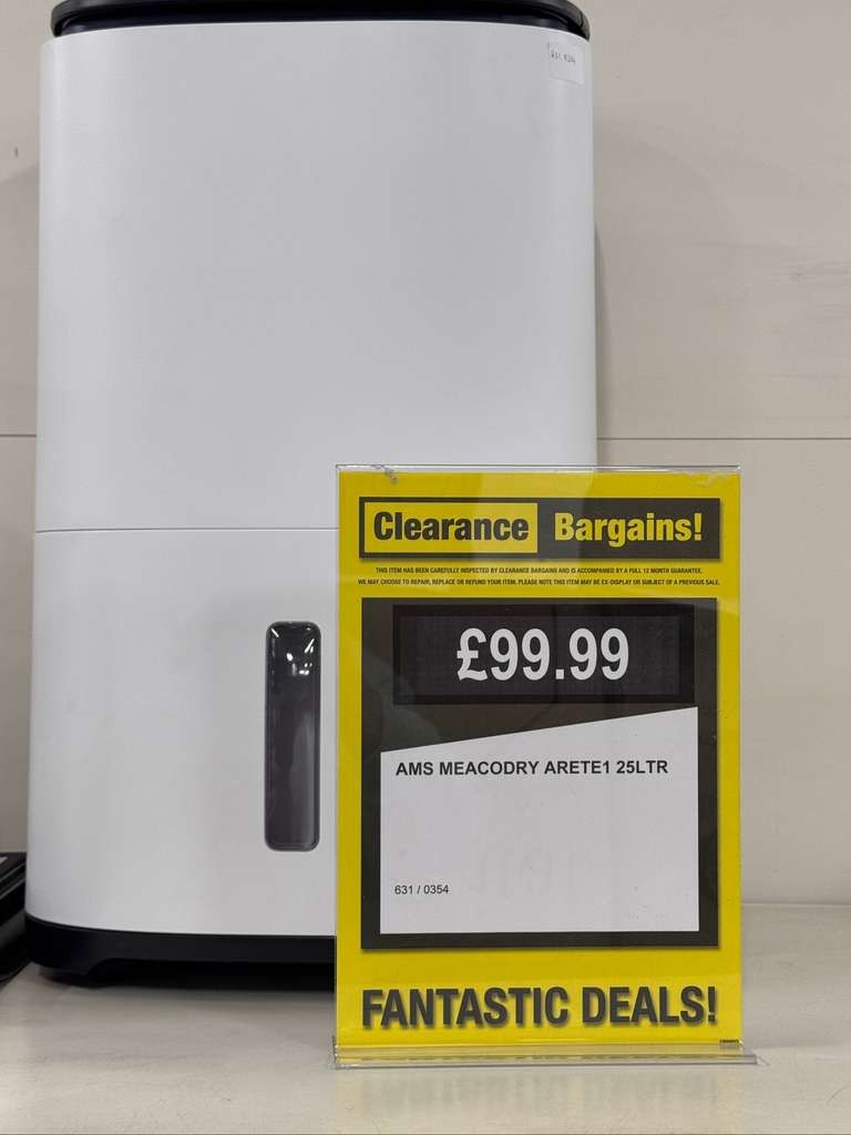 Meaco Dry Arete One 25 Litre Dehumidifier, Refurbished, Instore Clearance, Walsall