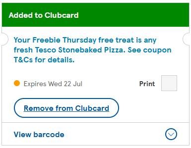 Free Tesco Stonebaked Pizza (Various Flavours) via Clubcard App - Selected Accounts