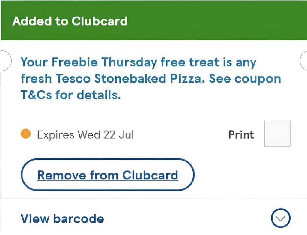 Free Tesco Stonebaked Pizza (Various Flavours) via Clubcard App - Selected Accounts