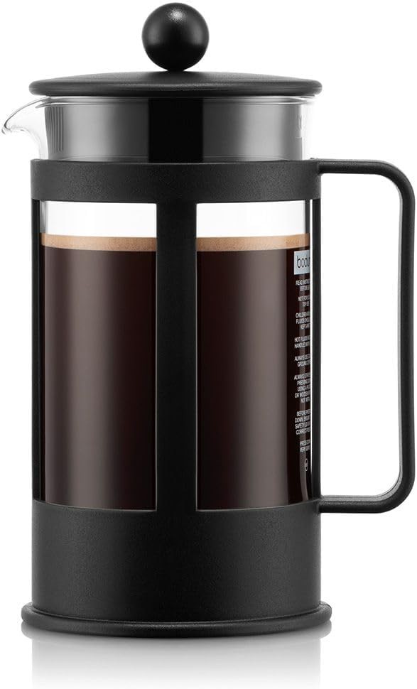 Bodum Kenya French Press Coffee Maker, 1L, 8 Cup Cafetiere, Black, 1788-01