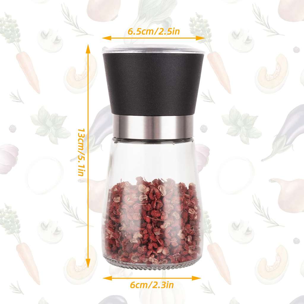 ASelected Salt & Pepper Grinder Set, Ceramic Glass (180ml capacity)