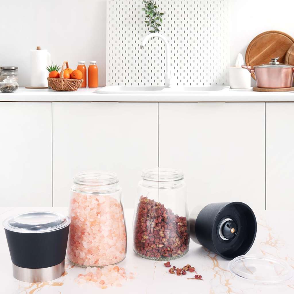 ASelected Salt & Pepper Grinder Set, Ceramic Glass (180ml capacity)
