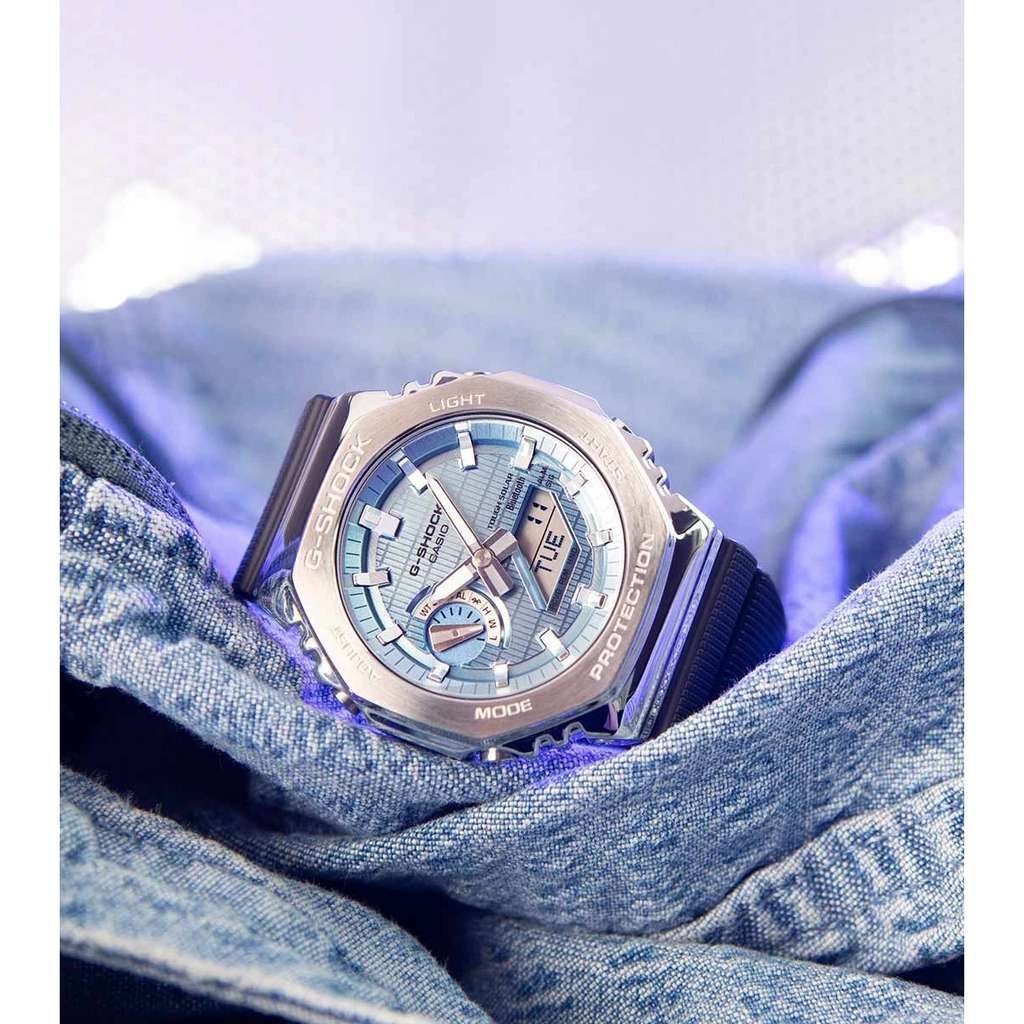 Casio G-Shock Metal Covered 2100 watch, 44mm, Bluetooth Solar in blue (GBM-2100A-1A2ER)