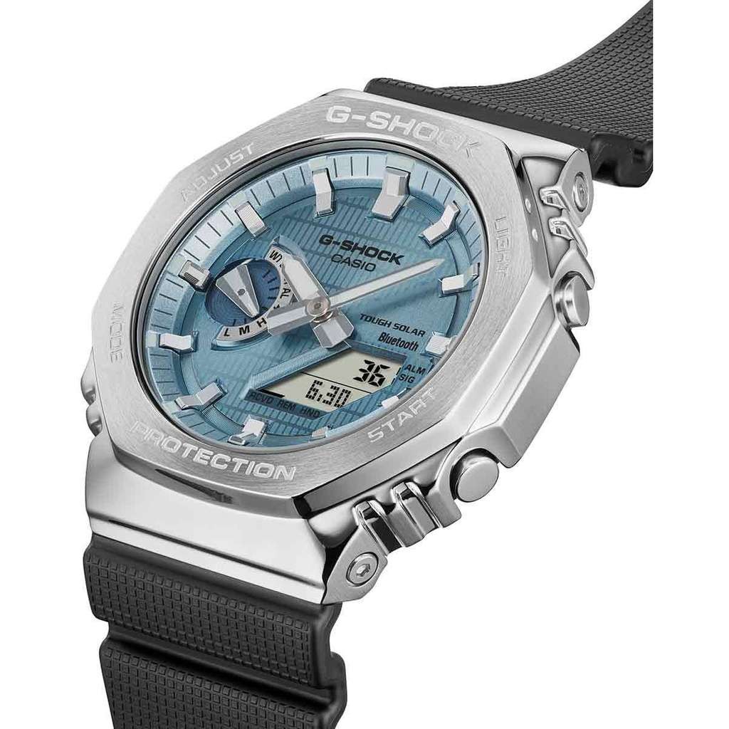 Casio G-Shock Metal Covered 2100 watch, 44mm, Bluetooth Solar in blue (GBM-2100A-1A2ER)