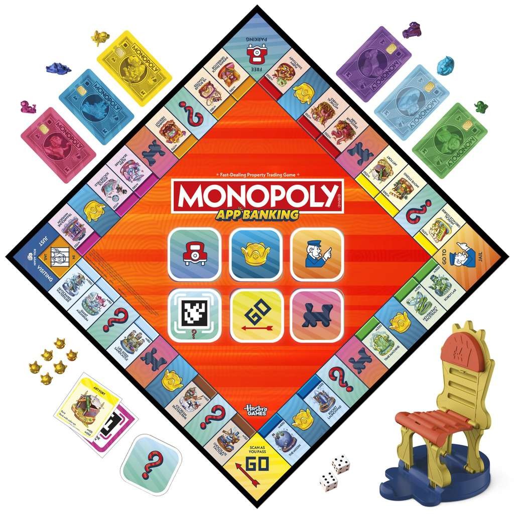 Monopoly App Banking Board Game, it's got digital cards, free app integration & AR mini-games